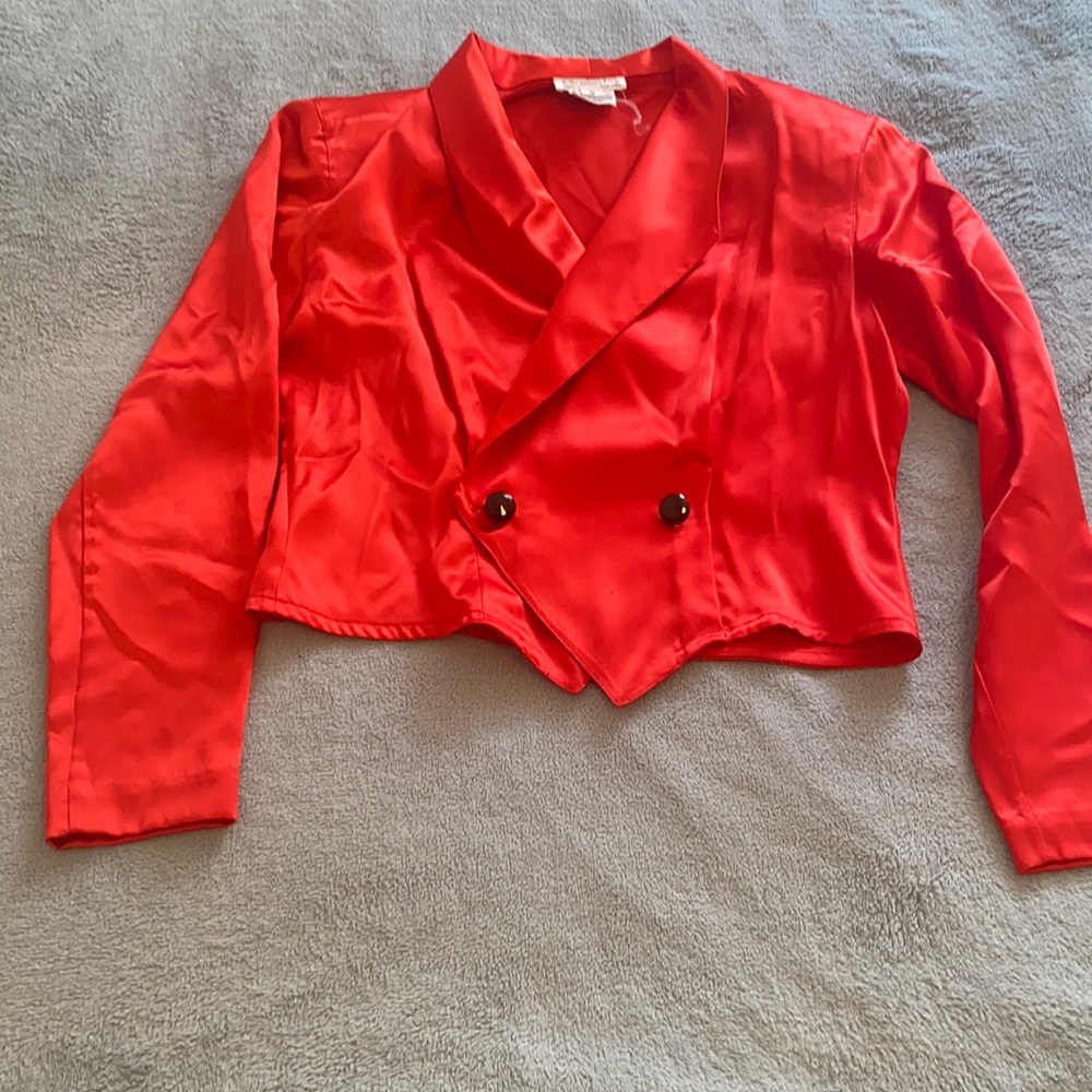 Christian Dior Red Silk Ringmaster Crop Blazer